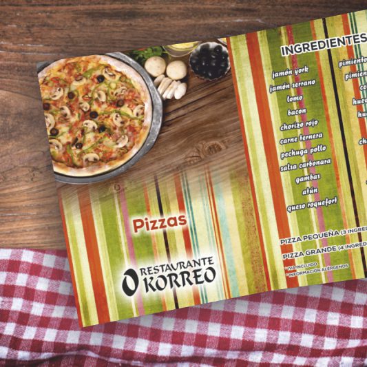 menú pizzería impreso en pvc
